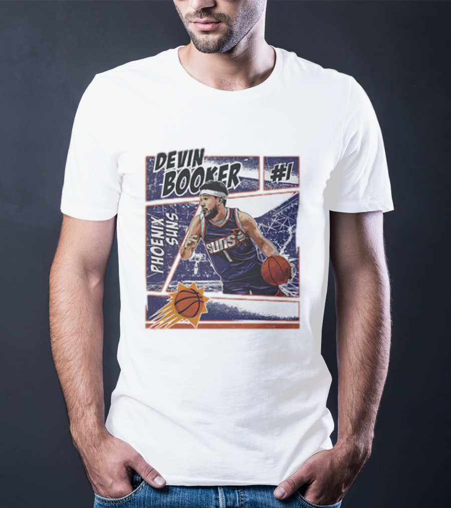 Devin Booker Phoenix Suns #1 Comic Vintage NBA Basketball T-Shirt