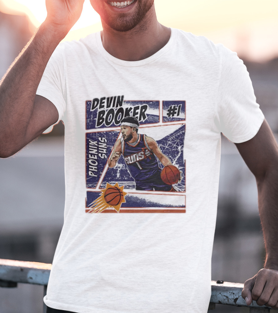 Devin Booker Phoenix Suns #1 Comic Vintage NBA Basketball T-Shirt