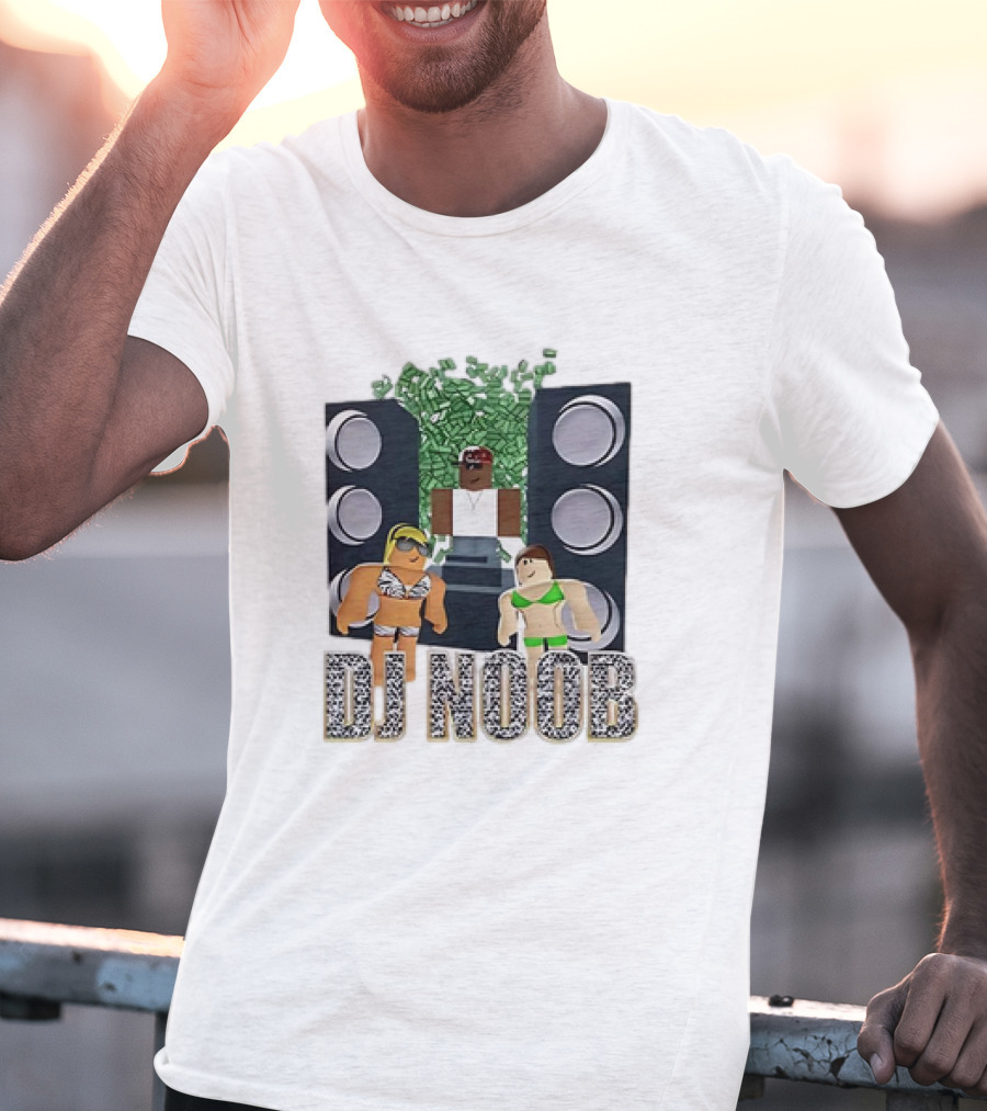 Roblox Video Game DJ Noob Party With Speakers And Characters T-Shirt
