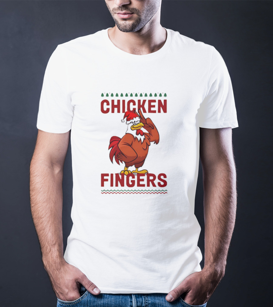 Chicken Santa Fingers Peace Sign T-Shirt