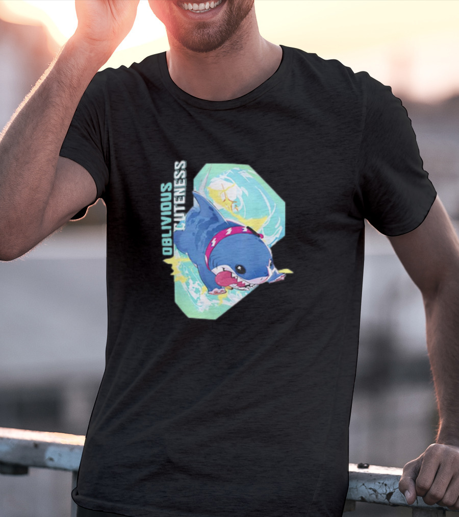 Oblivious Cuteness Shark Water Splash Adventure T-Shirt