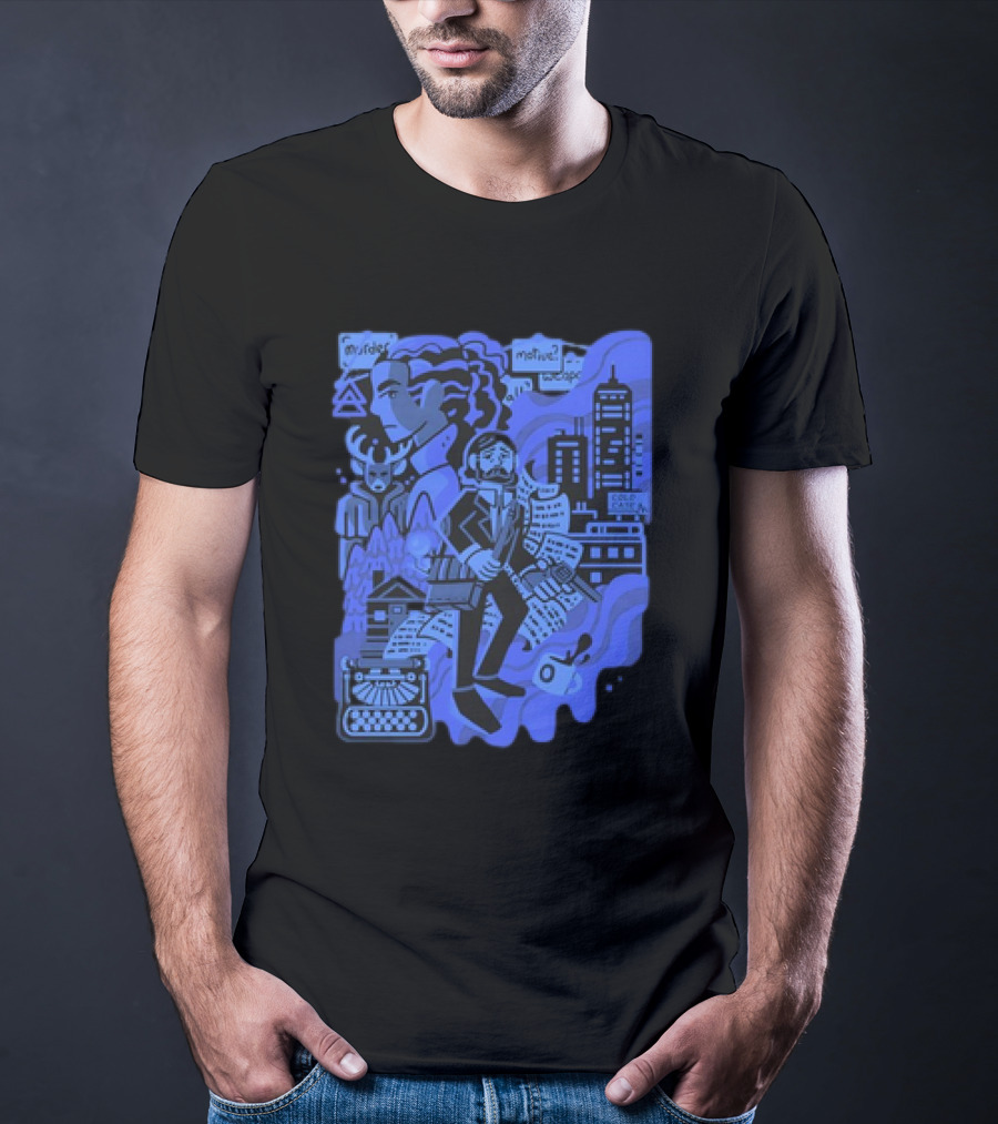 Alan Wake Herald Of Darkness Mystery Writers Typewriter Cityscape T-Shirt