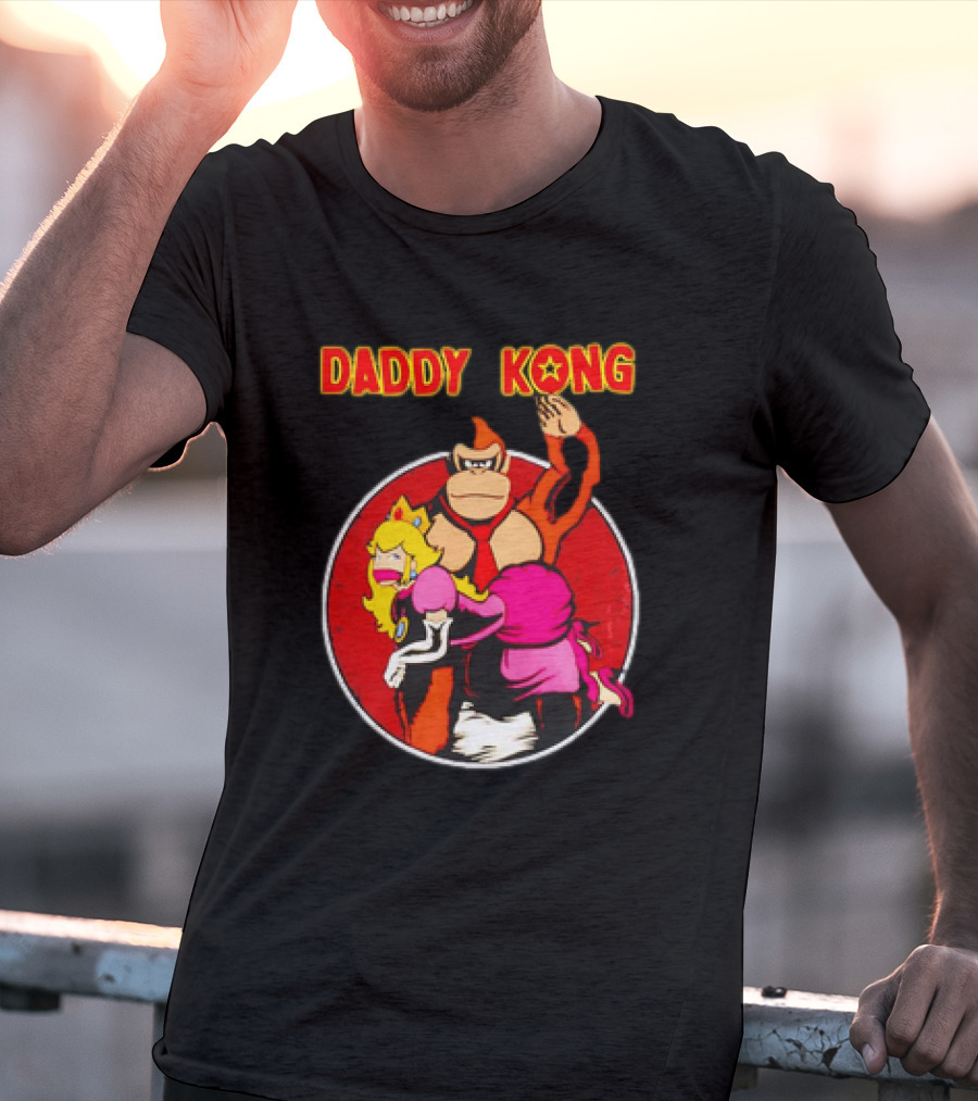 Daddy Kong Funny Retro Gaming Humor With Princess Character Playful T-Shirt