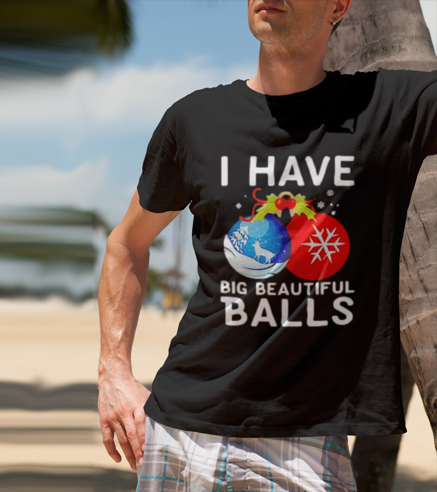 I Have Big Beautiful Balls Christmas Ornaments Snowflakes Reindeer T-Shirt