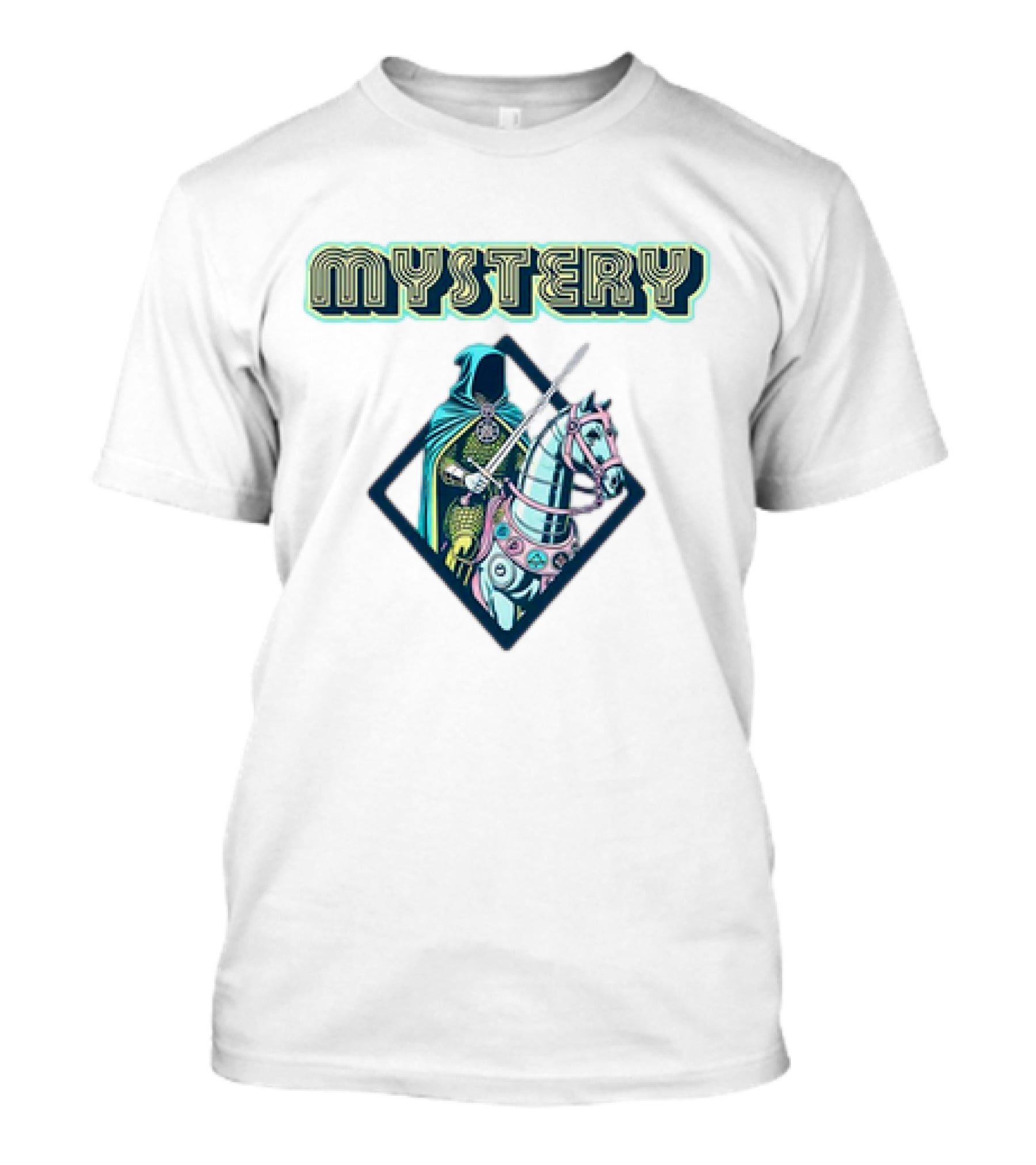 Mystery Knight On Horse In Geometric Frame T-Shirt