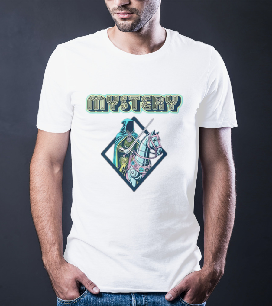 Mystery Knight On Horse In Geometric Frame T-Shirt