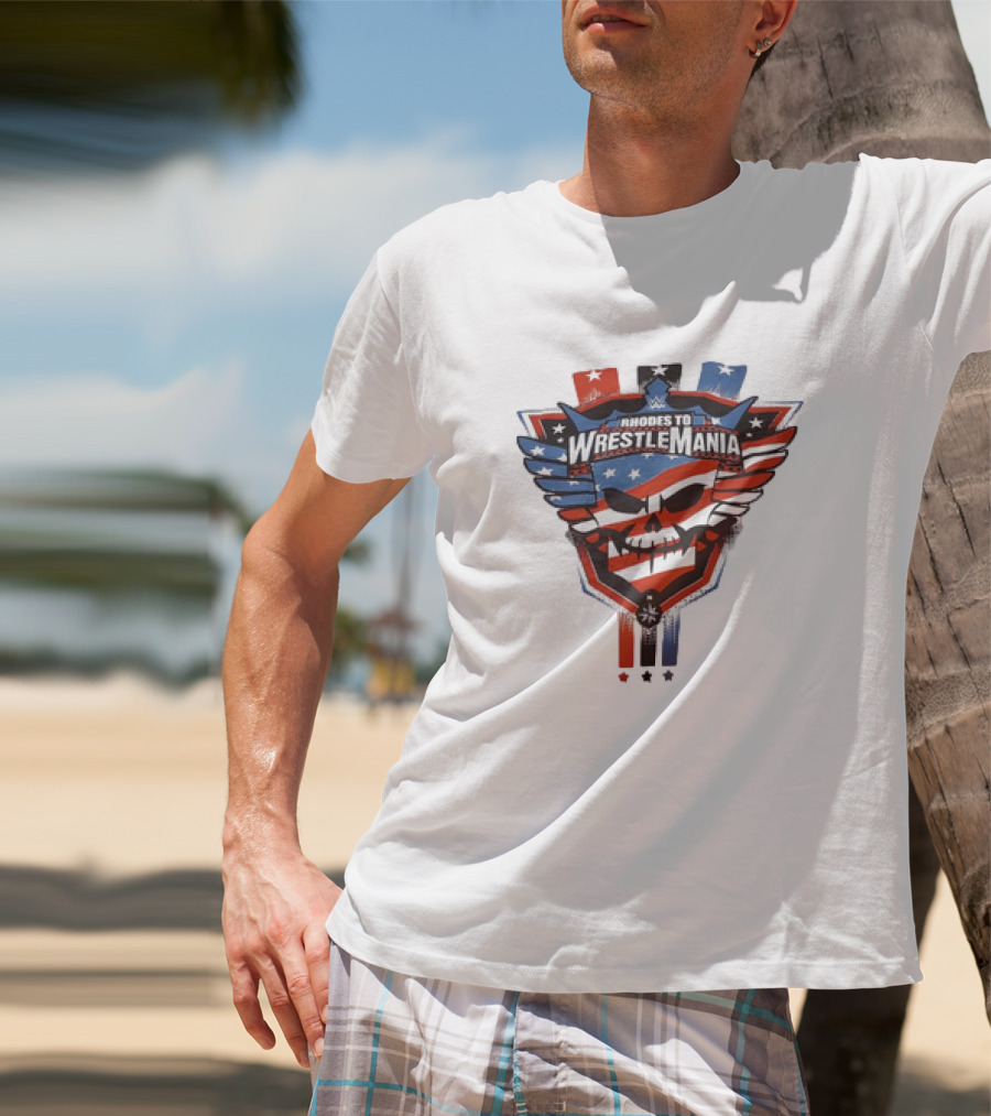 Rhodes To Wrestlemania Skull Wings Stars Stripes T-Shirt