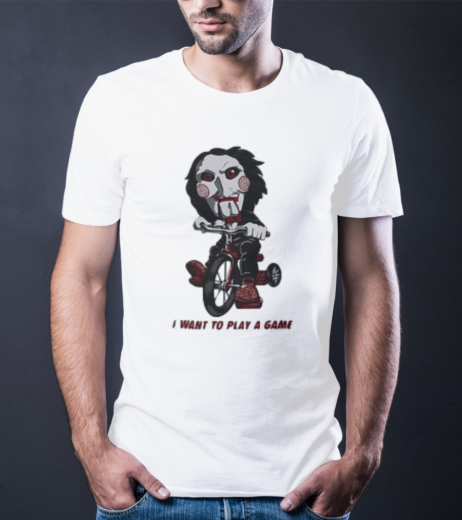 Saw Jigsaw I Want To Play A Game Tricycle Puppet Image T-Shirt