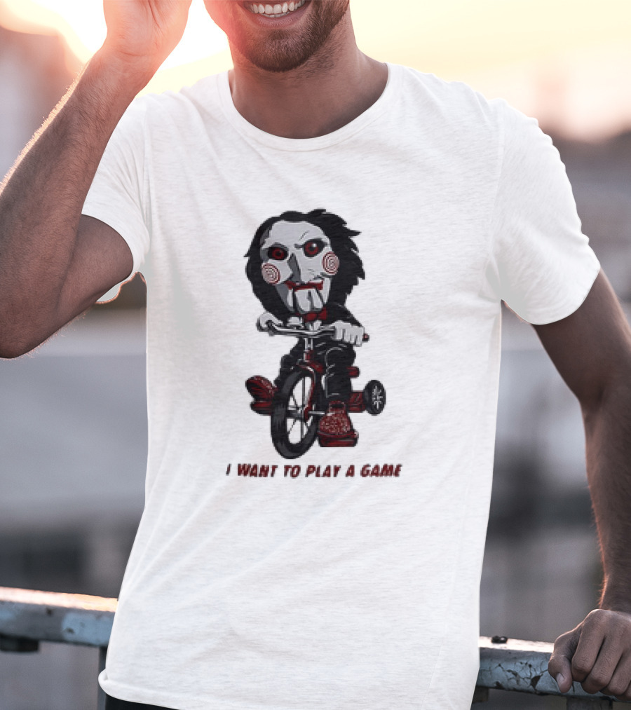 Saw Jigsaw I Want To Play A Game Tricycle Puppet Image T-Shirt