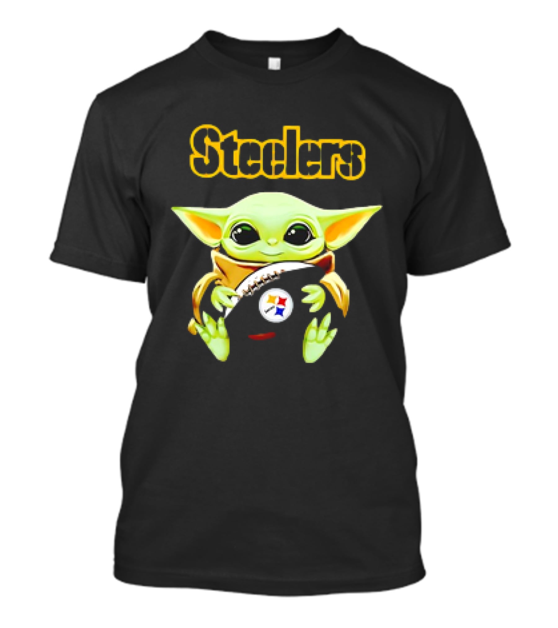 Baby Yoda Hugging Pittsburgh Steelers Football T-Shirt
