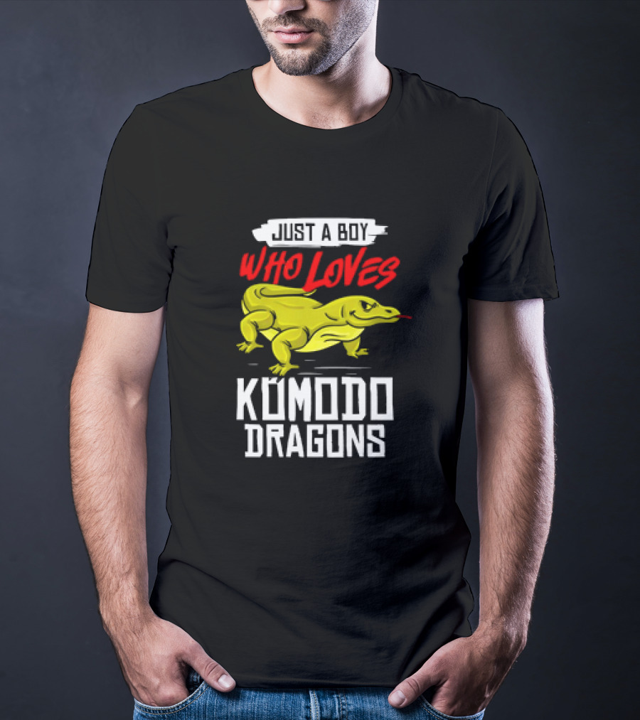 Just A Boy Who Loves Komodo Dragons With Yellow Lizard T-Shirt
