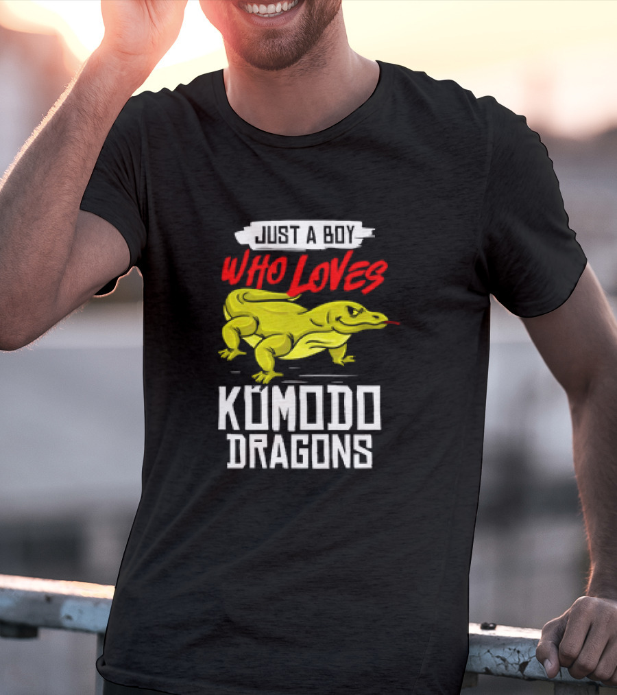 Just A Boy Who Loves Komodo Dragons With Yellow Lizard T-Shirt
