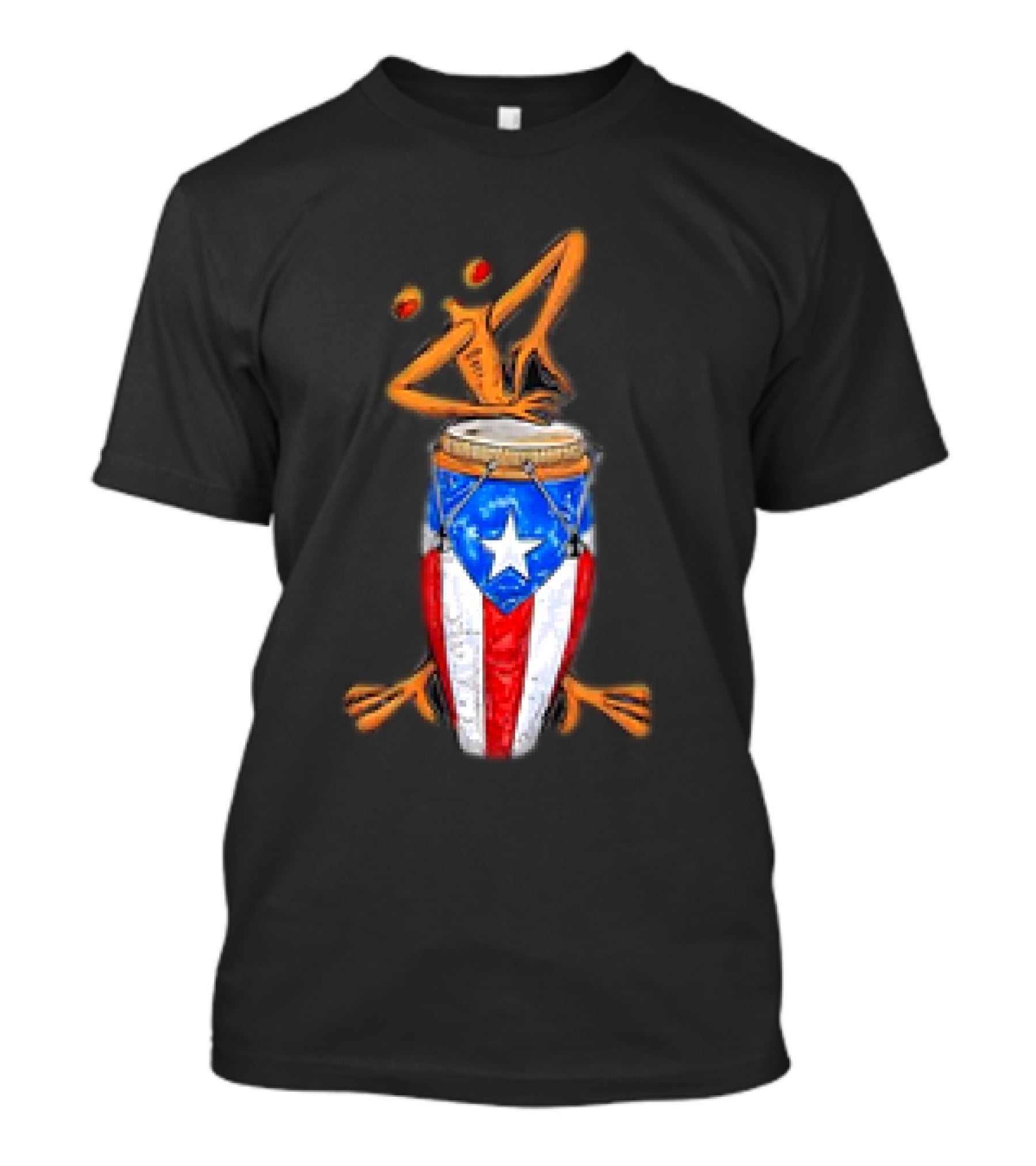 Boricua Puerto Rican Coqui Playing Drum Taino Flag T-Shirt