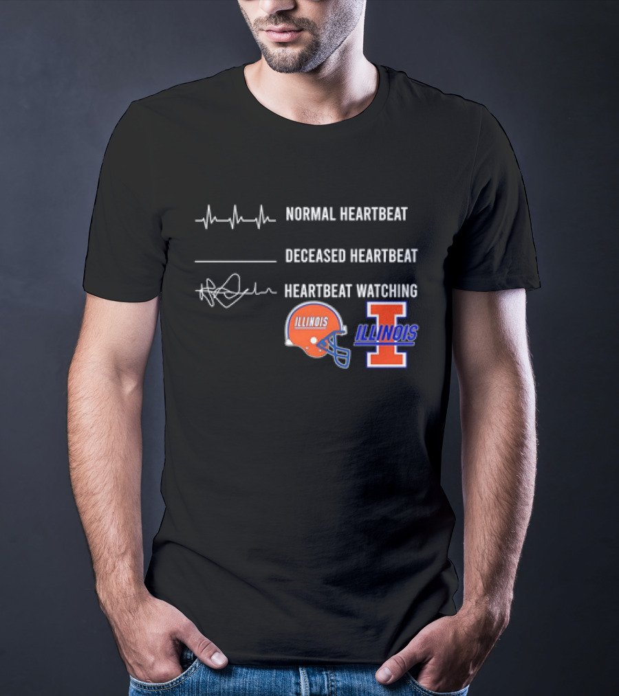 Normal Heartbeat Deceased Heartbeat Heartbeat Watching Illinois Fighting Illini T-Shirt