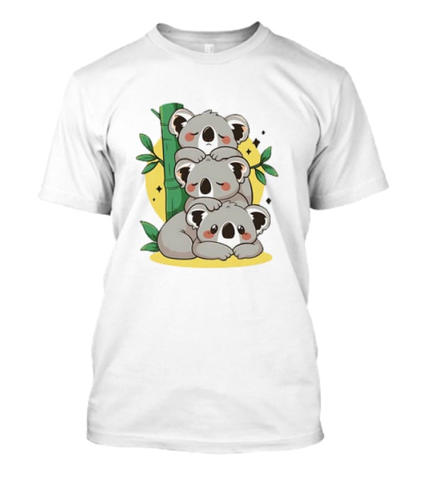 Koala Stack Trio With Bamboo And Leaves T-Shirt