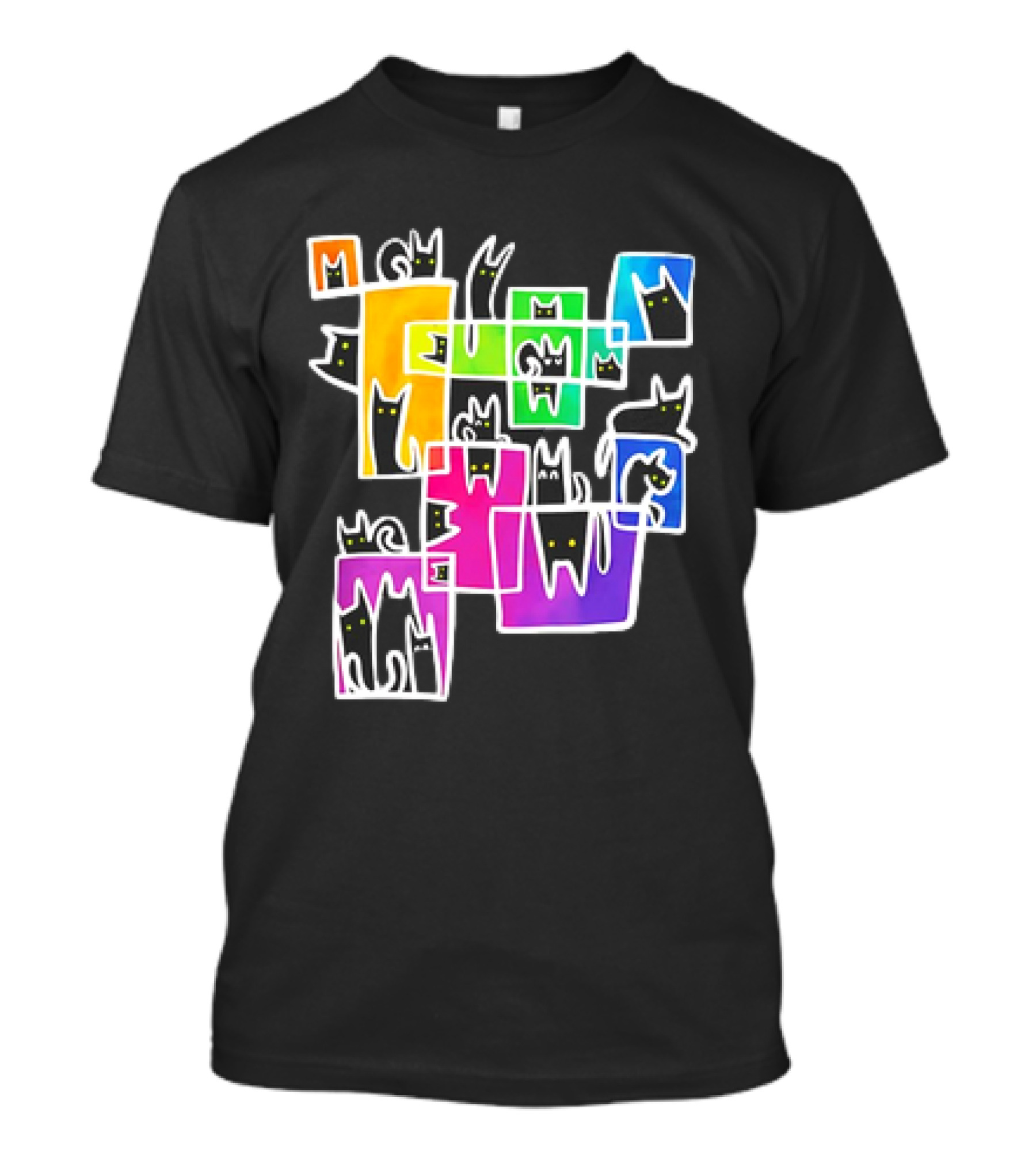 Cats Kitty Warp Rainbow Tetris Blocks T-Shirt