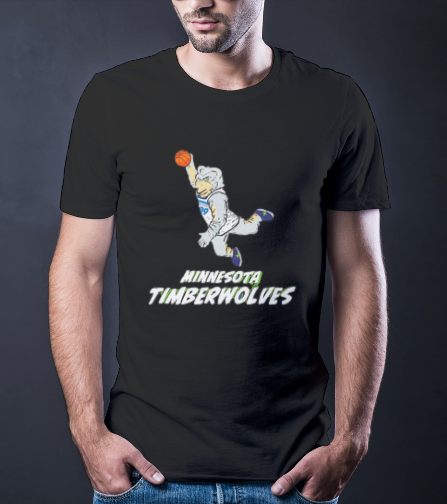 Minnesota Timberwolves Mascot Dunking Basketball T-Shirt