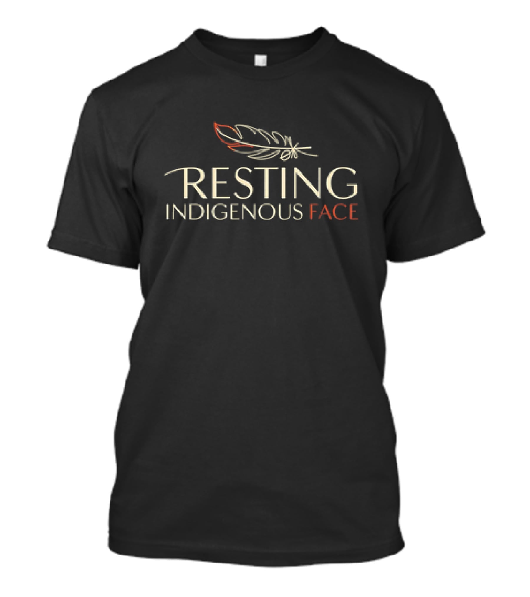 Resting Indigenous Face Feather T-Shirt