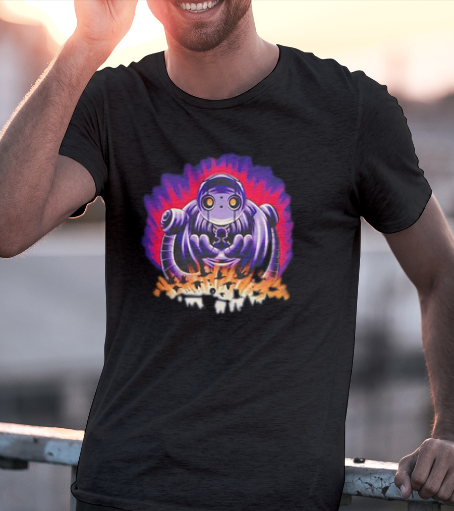 The Wild Robot Surrounded By Flames And Vibrant Aura Wild And Free T-Shirt