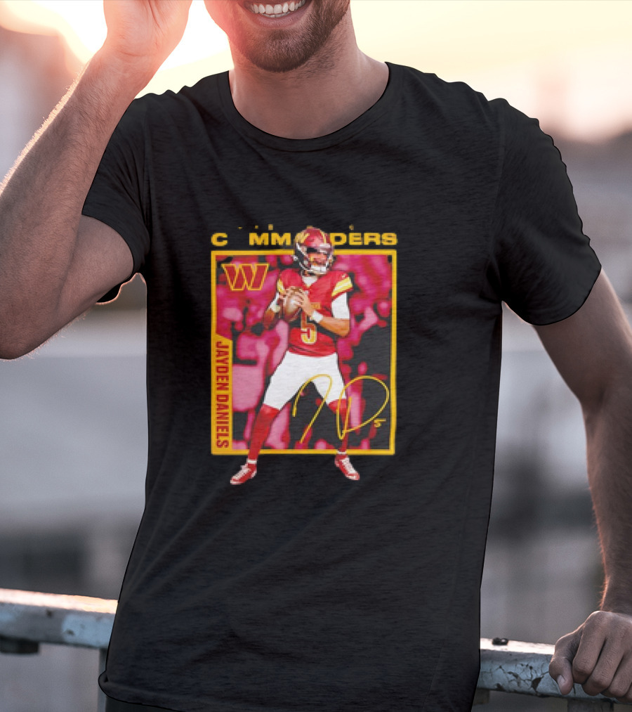 Jayden Daniels Washington Commanders Signature Football T-Shirt