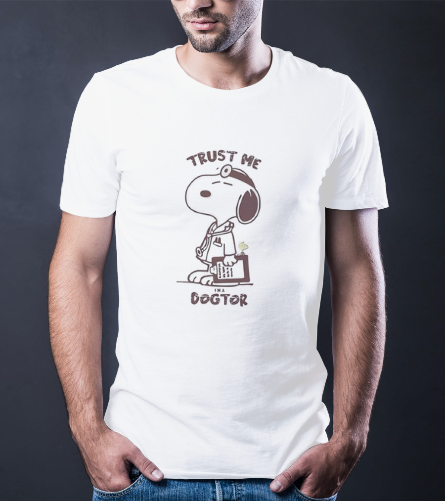 Snoopy Trust Me I’m A Dogtor Peanuts Comic Character With Stethoscope And Medical Coat T-Shirt