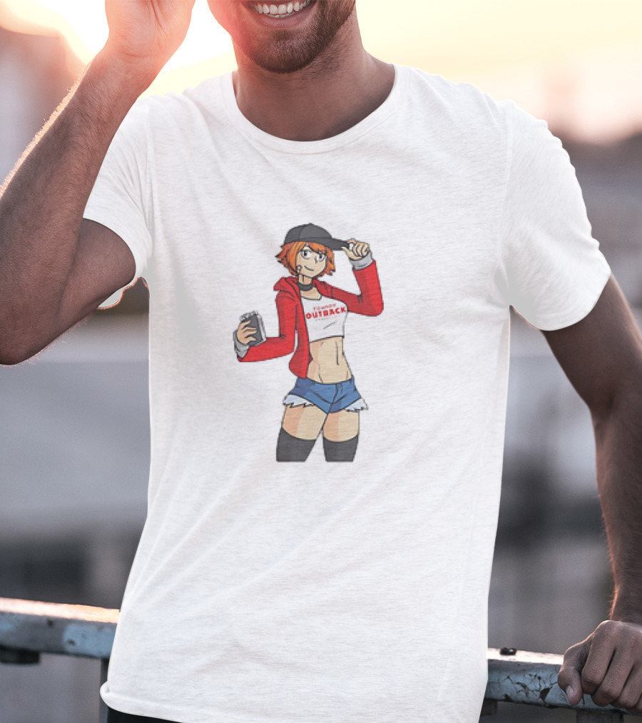 Tomboy Outback Steakhouse Anime Character With Casual Style And Red Jacket T-Shirt