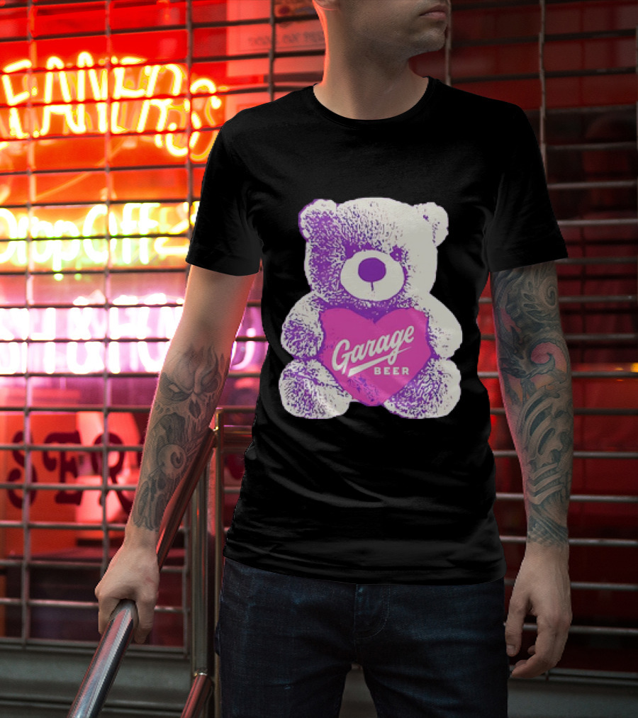 Garage Beer Teddy Bear Heart Retro Plush T-Shirt
