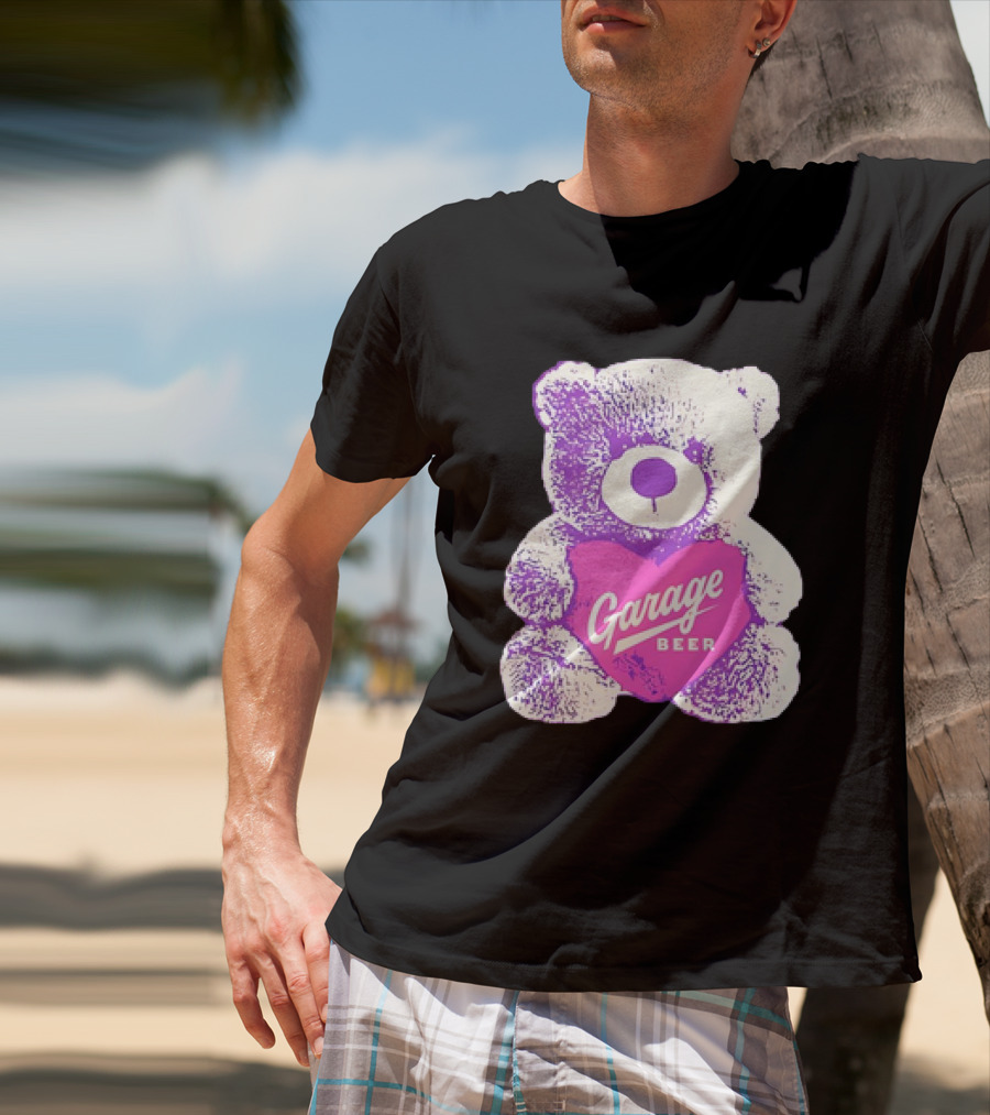 Garage Beer Teddy Bear Heart Retro Plush T-Shirt