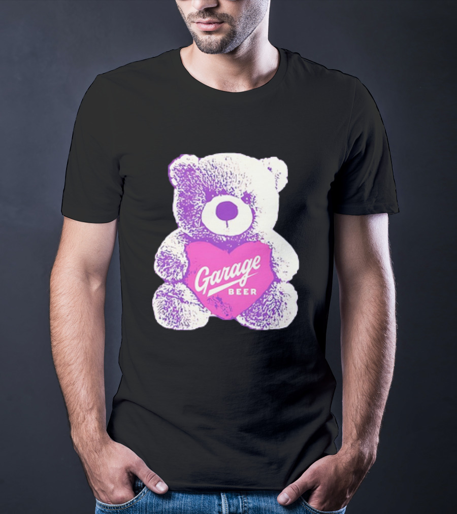 Garage Beer Teddy Bear Heart Retro Plush T-Shirt