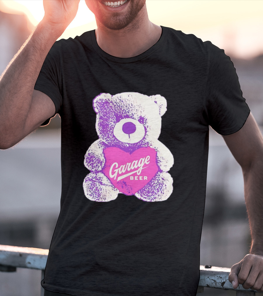 Garage Beer Teddy Bear Heart Retro Plush T-Shirt