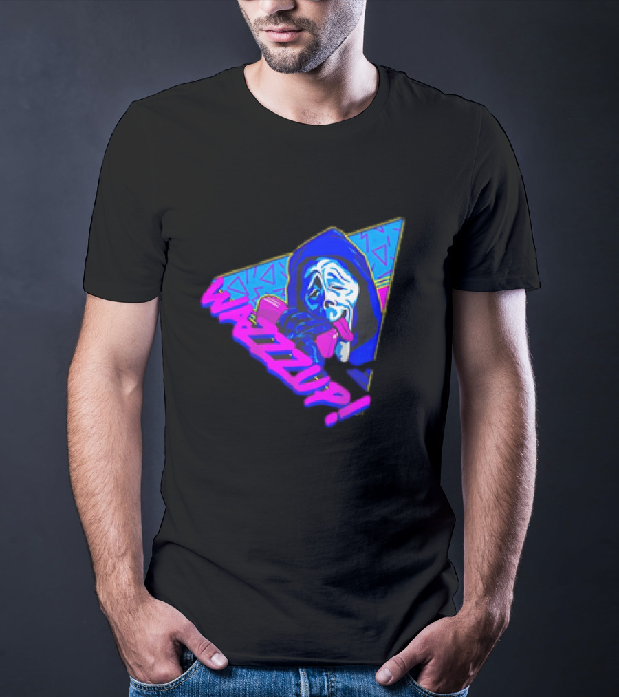 Ghostface Scream Wazzup 90s Neon Vibes T-Shirt