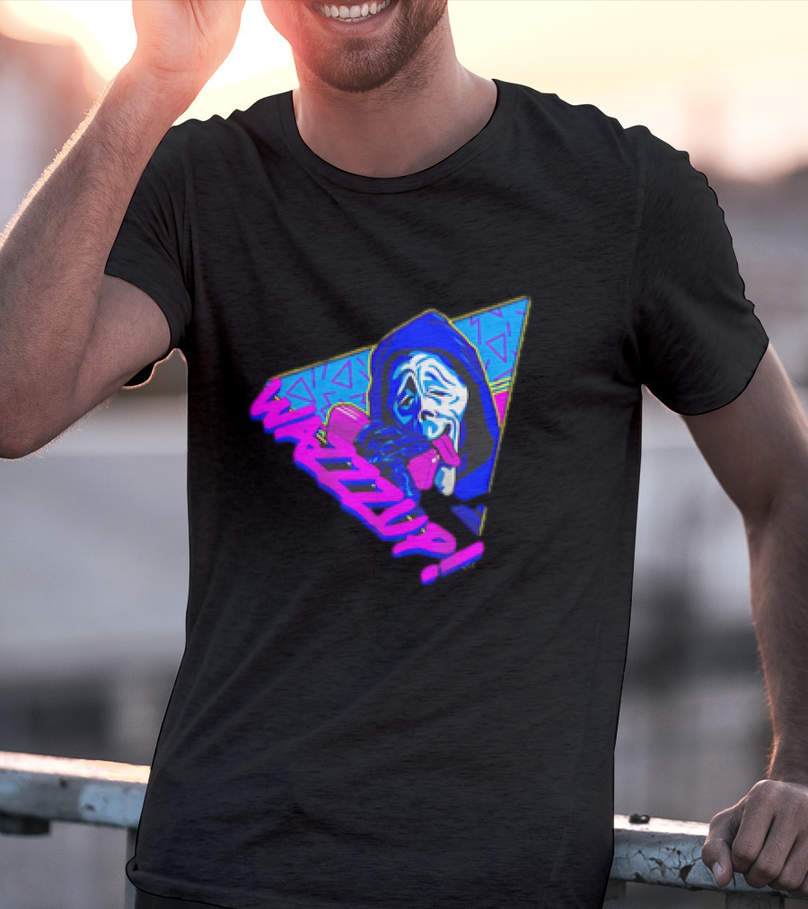 Ghostface Scream Wazzup 90s Neon Vibes T-Shirt