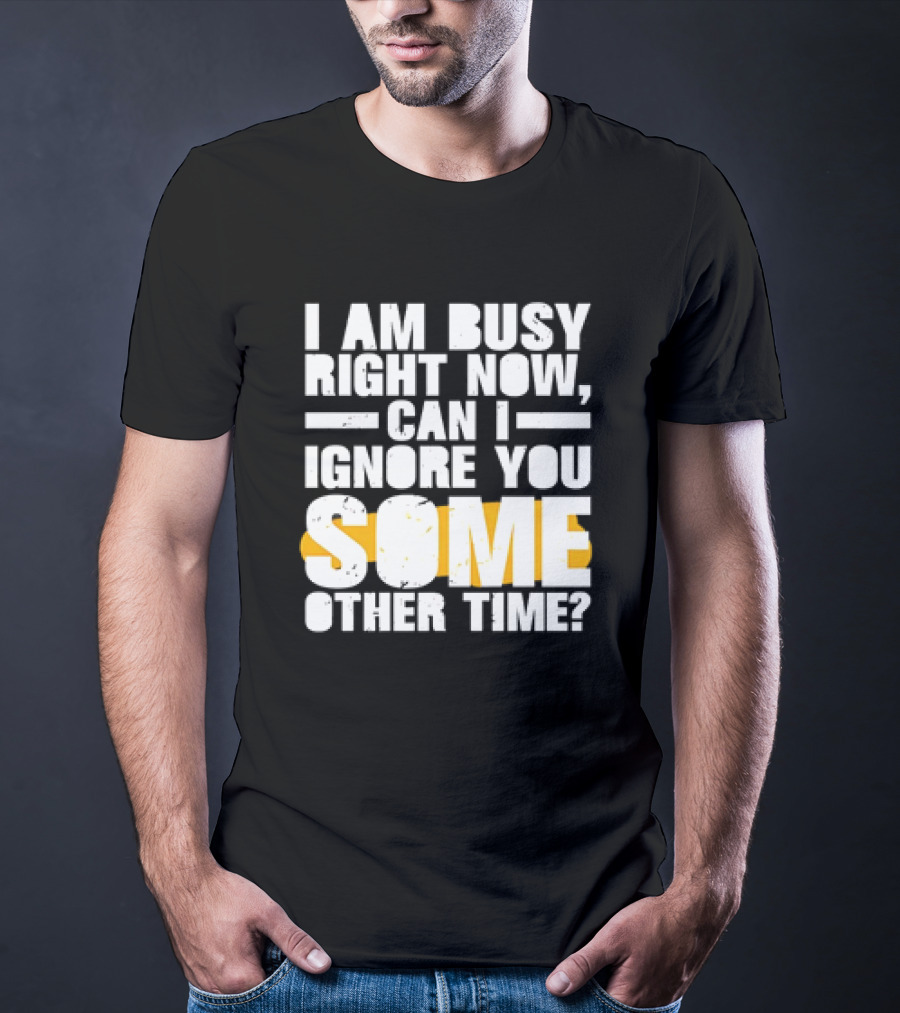 I Am Busy Right Now Can I Ignore You Some Other Time Bold Text With Yellow Highlight T-Shirt