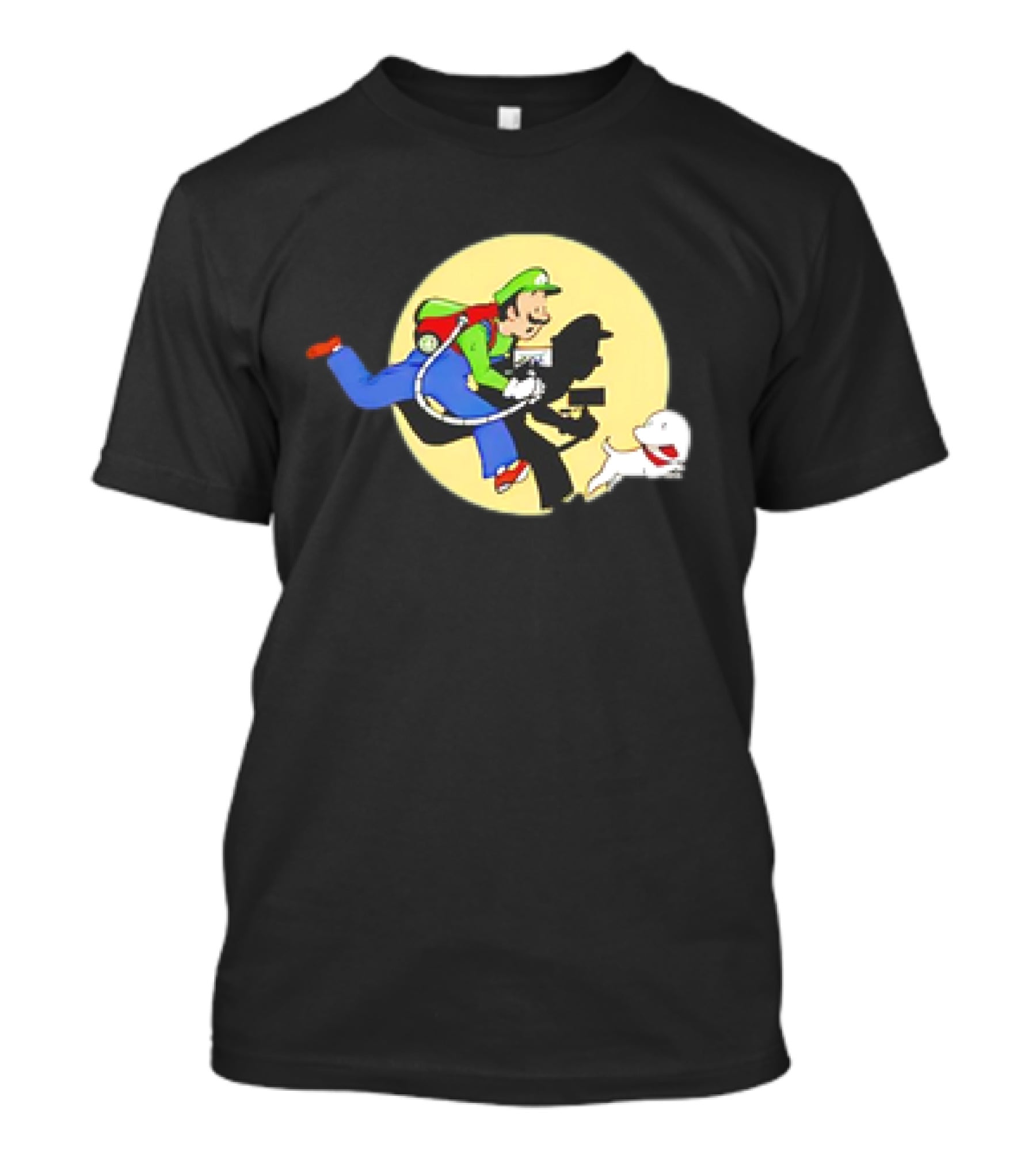 Luigi’s Mansion X The Adventures Of Tintin Luigi And Snowy Shadow Scene T-Shirt