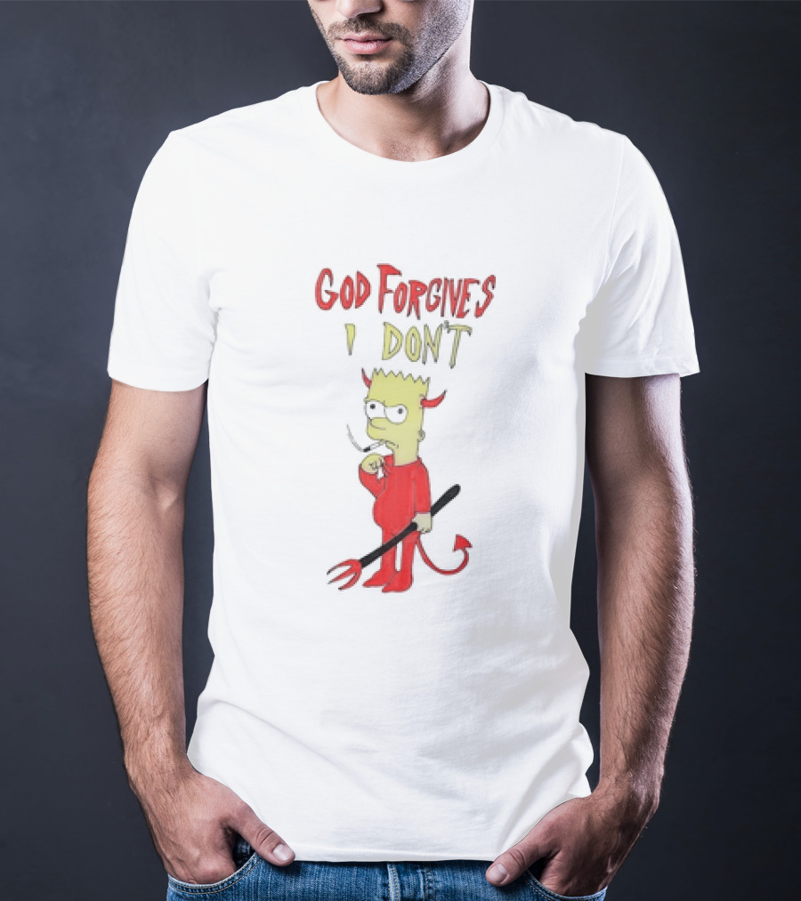 God Forgives I Don’t Bart Simpson Devil Costumed Character Smoking T-Shirt