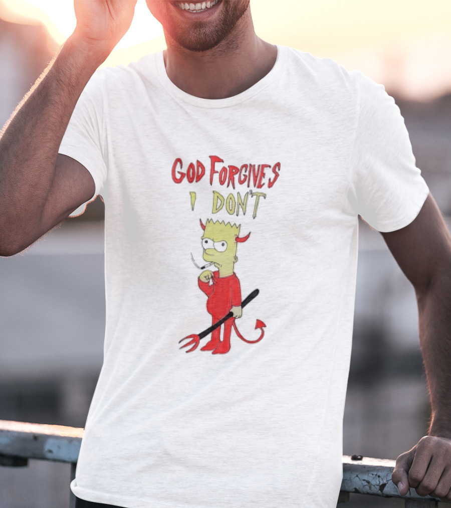 God Forgives I Don’t Bart Simpson Devil Costumed Character Smoking T-Shirt