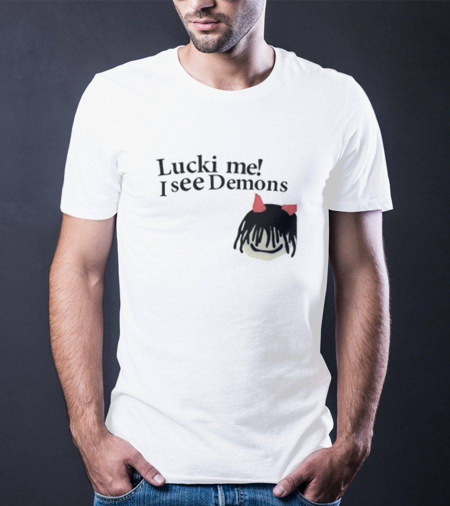 Lucki Me I See Demons Black Hairstyle Red Horns Face T-Shirt