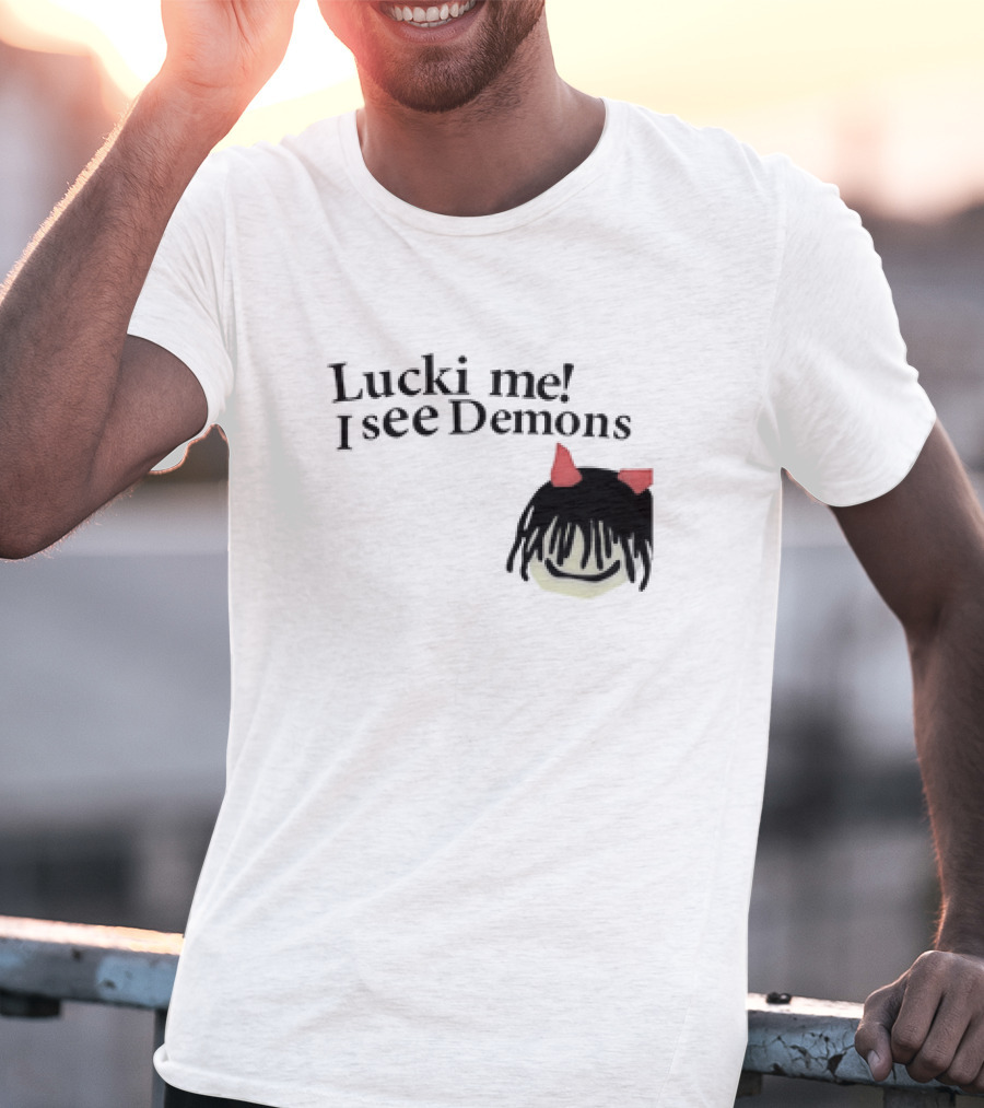 Lucki Me I See Demons Black Hairstyle Red Horns Face T-Shirt