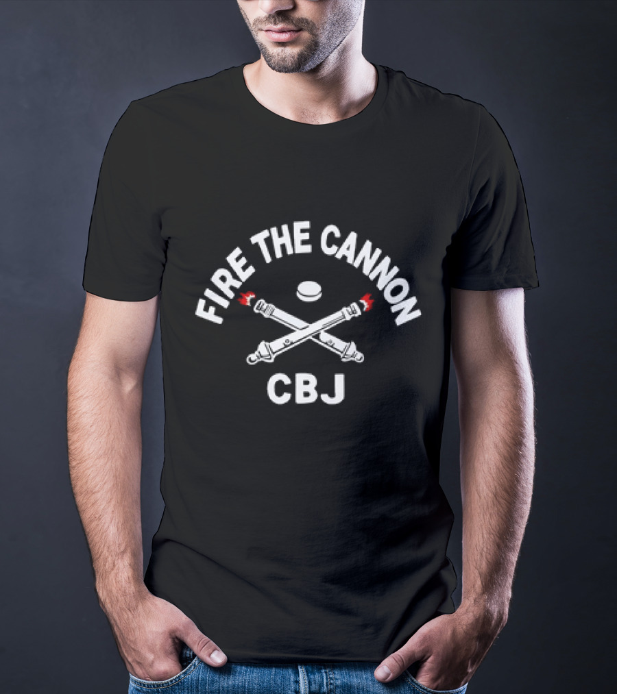 FIRE THE CANNON CBJ Hockey Sticks And Puck T-Shirt