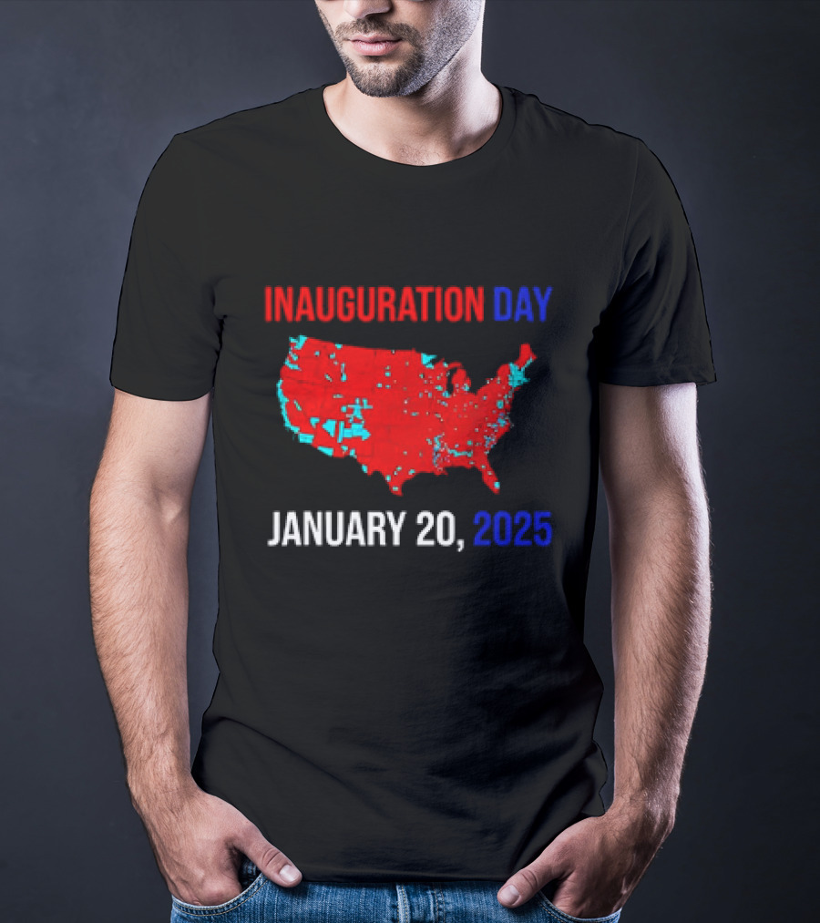 INAUGURATION DAY JANUARY 20, 2025 USA Map Red Blue T-Shirt