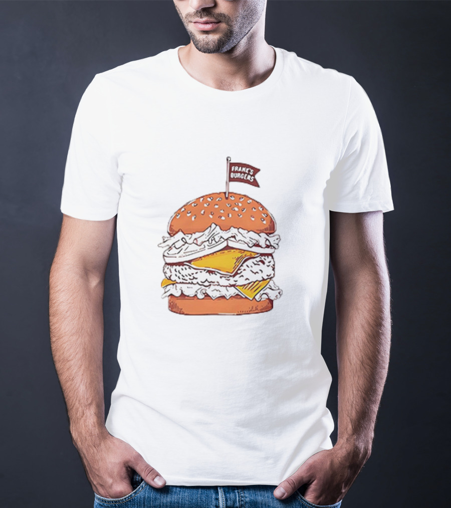 Frank’s Burgers Cheeseburger With Lettuce And Flag T-Shirt