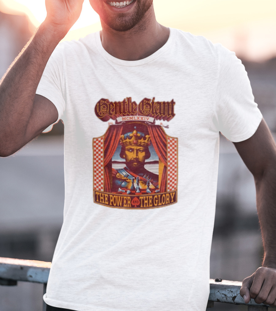 Gentle Giant MCMLXXIV The Power And The Glory King Chessboard Curtain T-Shirt