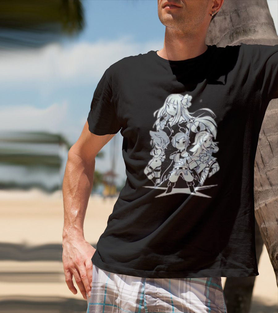 Bravely Default I'm Going All Out Anime Style Character Ensemble T-Shirt