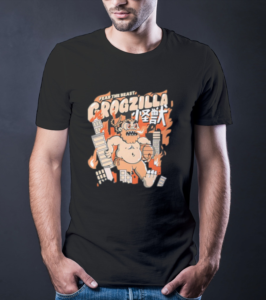Fear The Beast Grogzilla Rampages Through Urban Chaos T-Shirt
