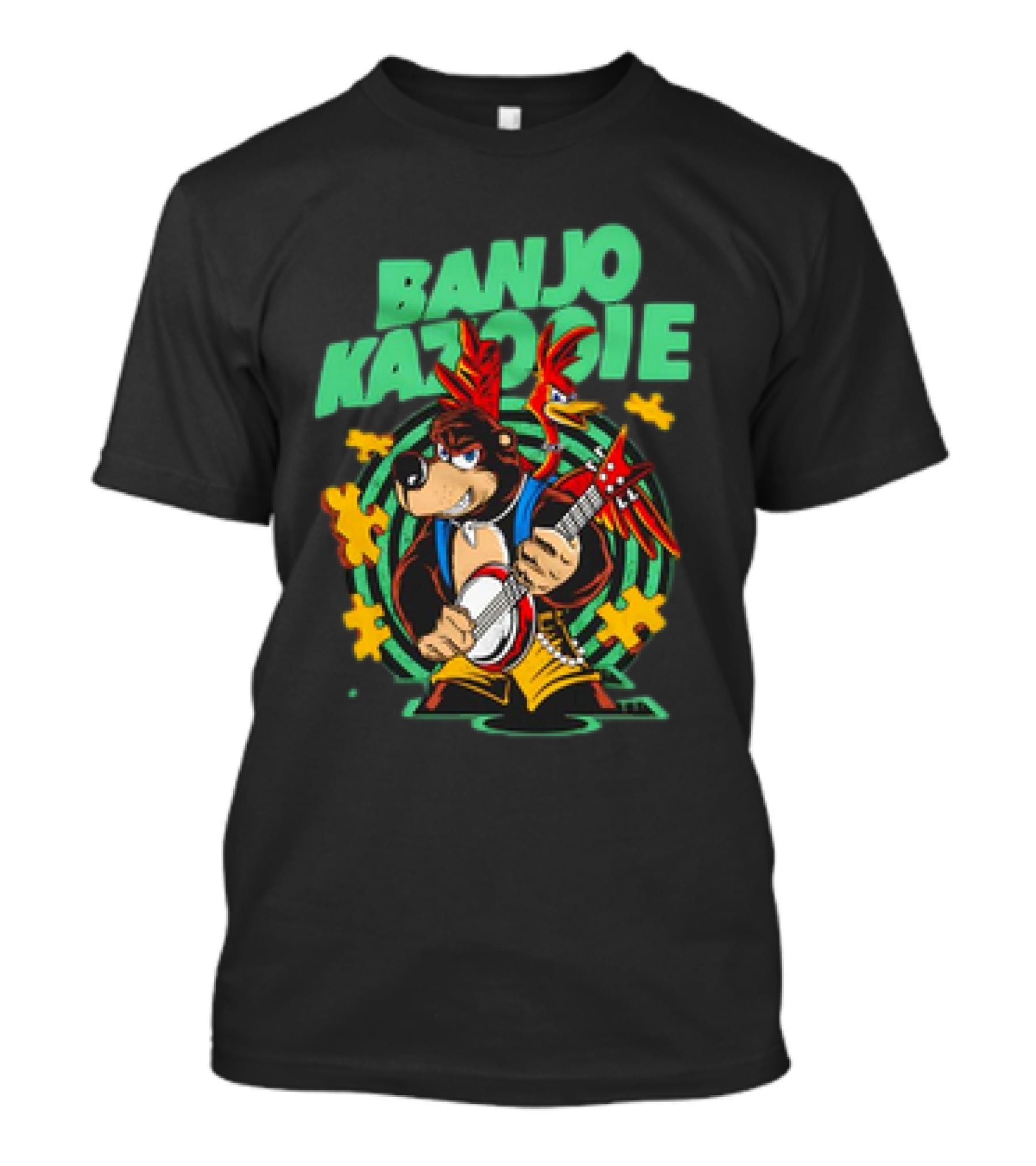 Banjo Kazooie Bear With Electric Banjo And Jiggy Pieces T-Shirt