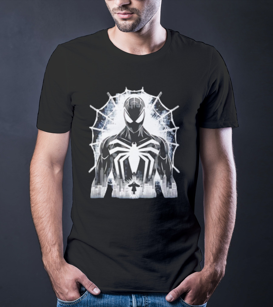 Spider-Man Noir Venom Symbiote Urban Web Cityscape T-Shirt
