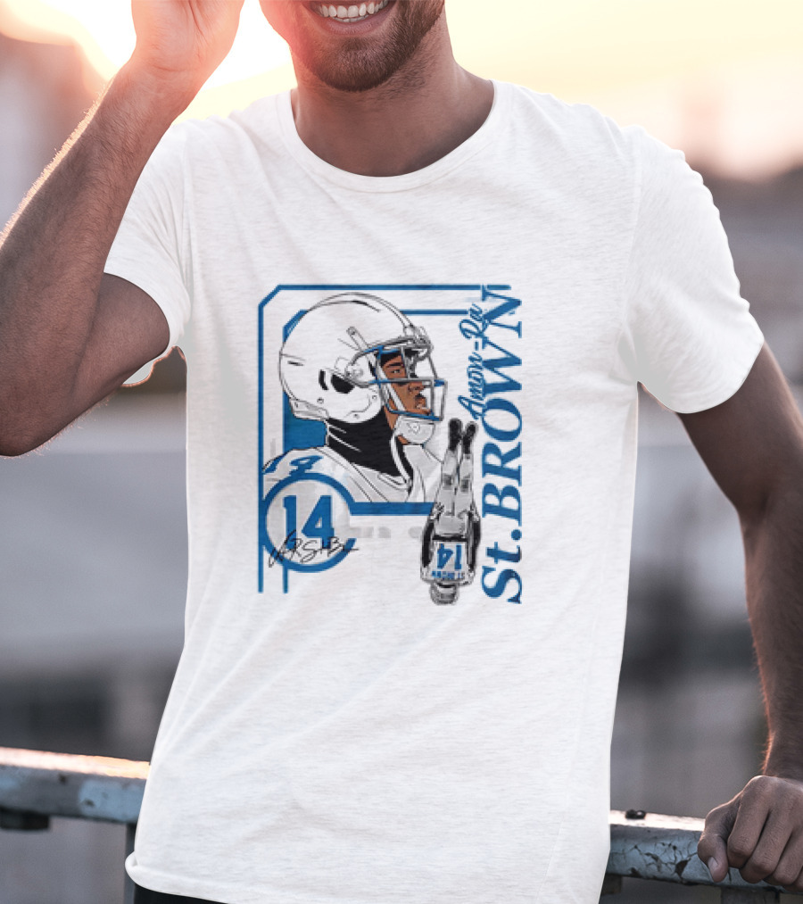 Amon-Ra St. Brown 14 Detroit Lions NFL Football Vintage Collage T-Shirt