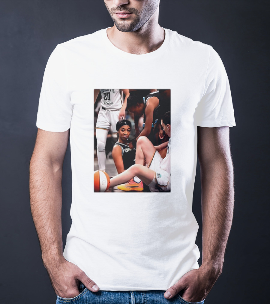 Angel Reese Determined Poised Basketball Court Moment T-Shirt