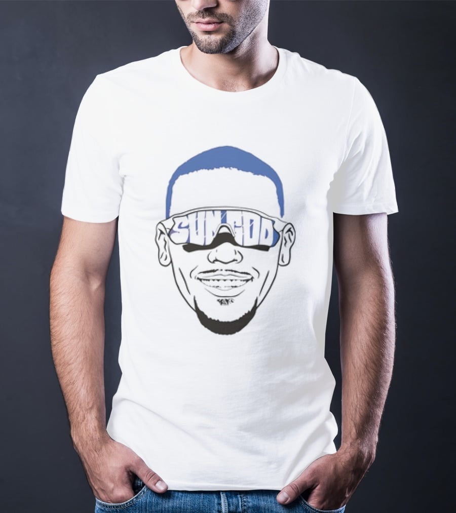 Sun God Amon Ra St Brown Big Face Sunglasses T-Shirt