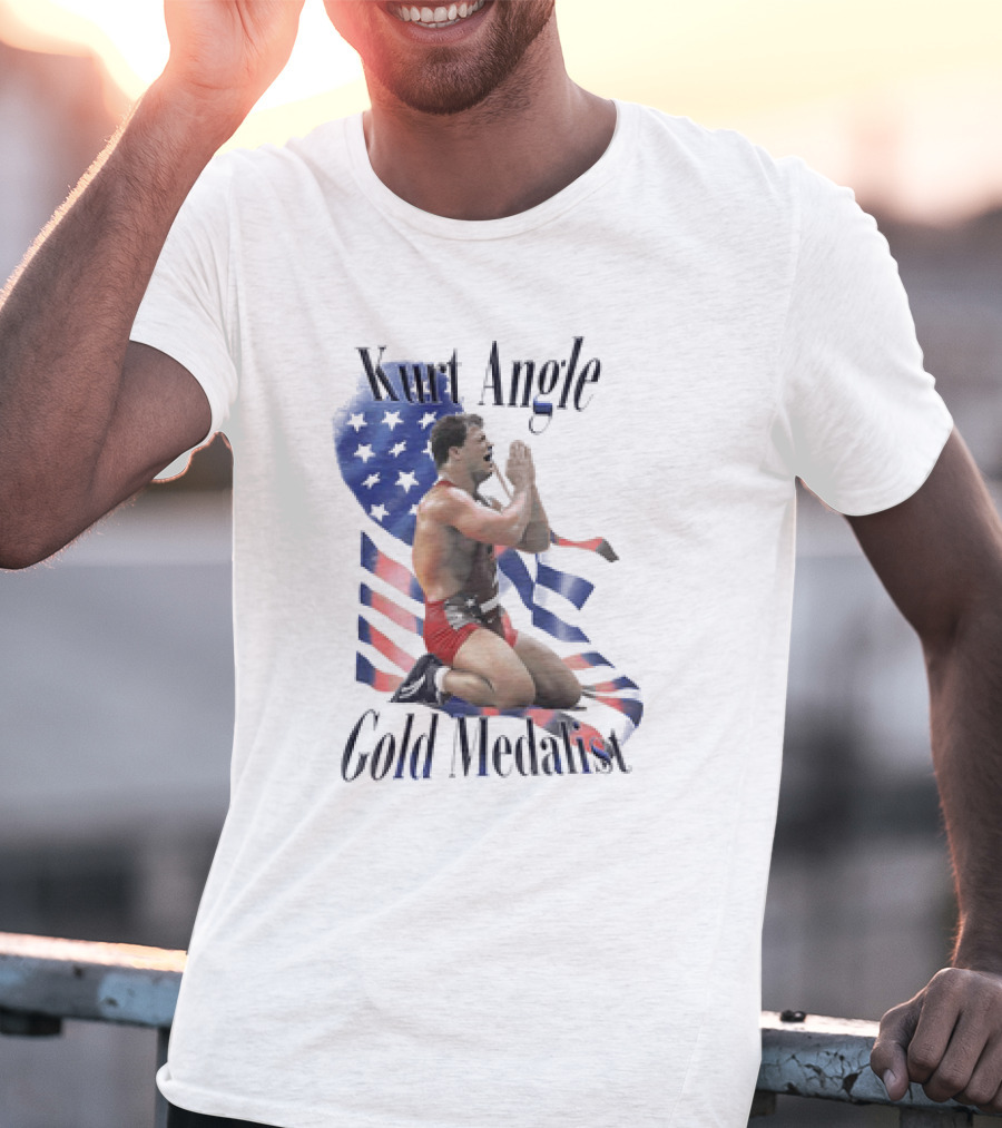 Kurt Angle Gold Medalist American Flag Wrestling Victory T-Shirt